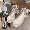 2025 new round-toe mary janes chunky heel sweet princess flats