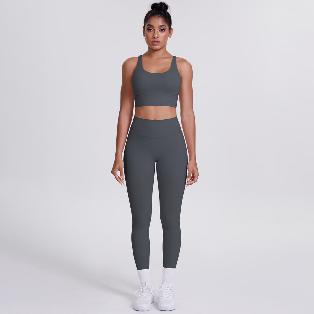 new brushed tight yoga wear cross-back sports bra suit cloud-like quick-drying running fitness wear