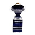 Korean style color block striped knit dress - women's 2026 summer slim fit short sleeve a-line dress - commute chic