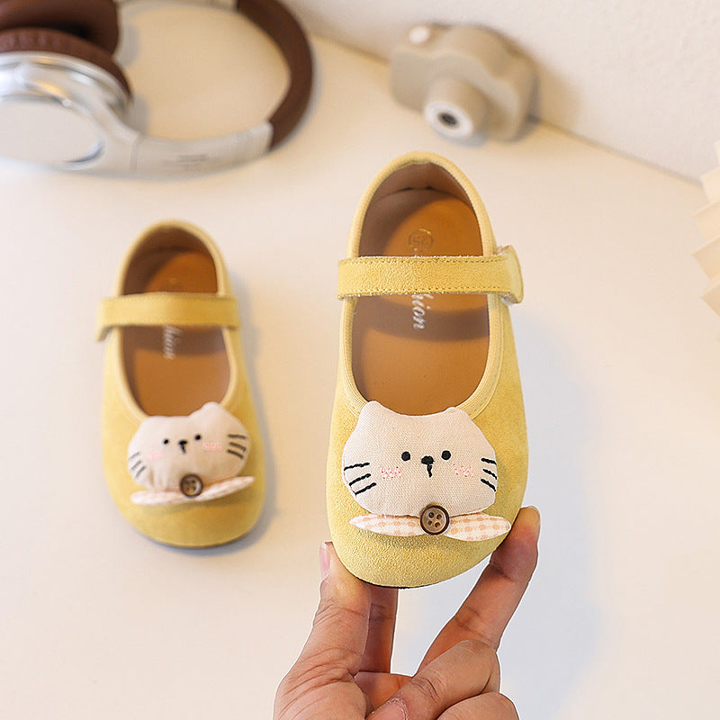 Ready-to-ship adorable cartoon birkenstock-style shoes for little girls, korean fashion princess shoes, soft-soled moccasins, cloth shoes, baby flats