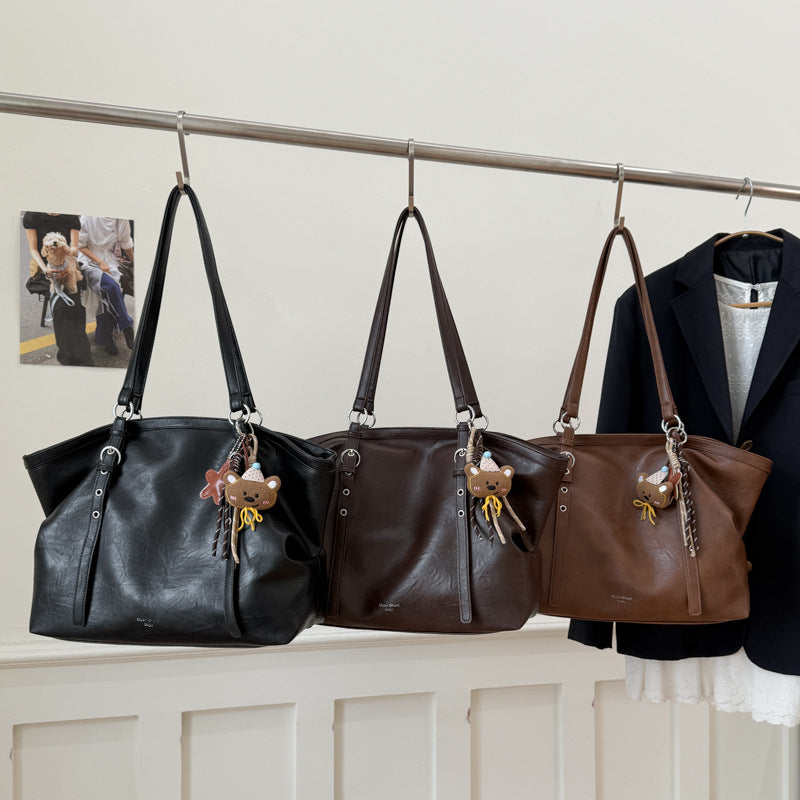 classy retro tote bag for women 2025new arrival super popular european and american shoulder bag soft leather large capacity armpit bag