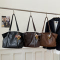 classy retro tote bag for women 2025new arrival super popular european and american shoulder bag soft leather large capacity armpit bag