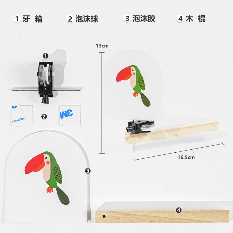 Pull the wire cage bird vision persistence handmade material package primary school students science and technology small production bird into the cage scientific experiment