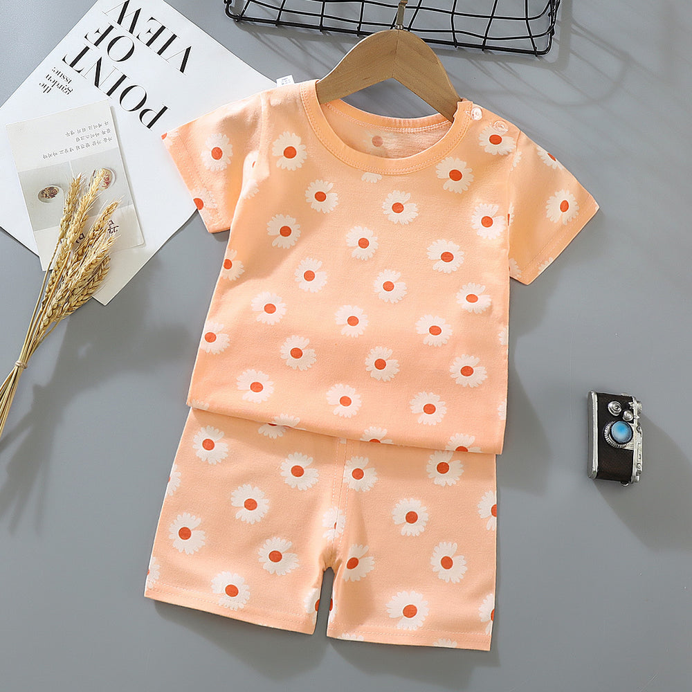 Kids' short-sleeve and shorts set - toddler & children's summer pure cotton underwear - boys' & girls' crew neck t-shirt