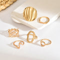 Geometric ring set wholesale - cross-border fashion jewelry for women - hollow metal, polished finish, unique & high-end, stackable rings