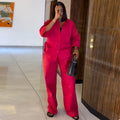 European and american women's clothing  autumn new collection: sweet and fresh turn-down collar five-sleeve blouse and high-waisted straight-leg pants two-piece set