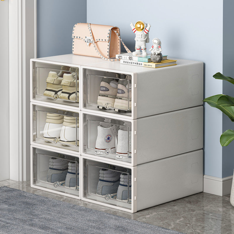 Folding shoe box household door shoe rack shoe storage box drawer type transparent shoe cabinet storage box saves space