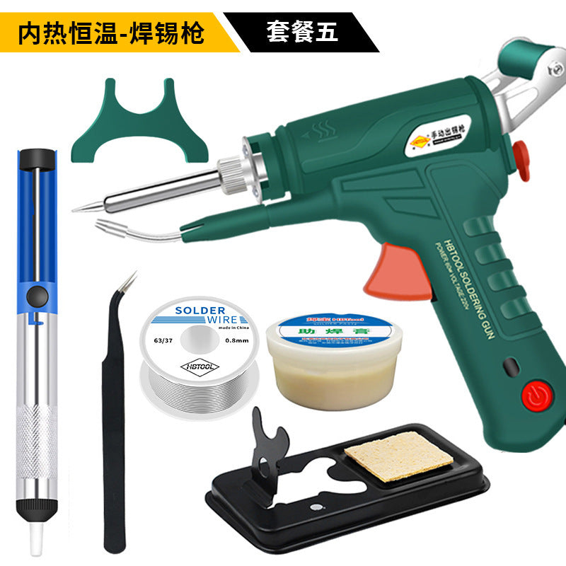 Cross-border convenient solder gun inner heating manual tin feeding handheld set automatic 60W electric soldering iron temperature regulation
