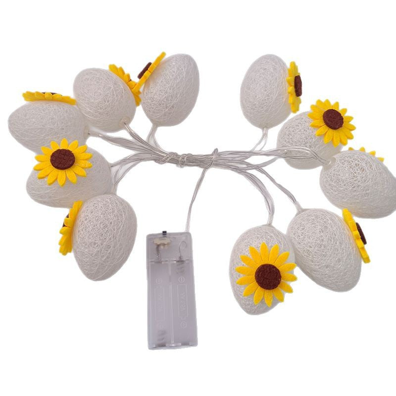 2025 new Easter egg light led lights flash string sunflower cotton thread ball egg-shaped cartoon atmosphere light
