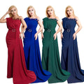 Plus size women's clothing from europe, america, and africa -  one-shoulder feather maxi dress for banquets, bridesmaids, weddings, and evening events