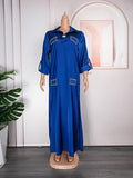 Aliexpress tiktok african women's new arrival shiny silk satin loose plus size dress with free butterfly brooch