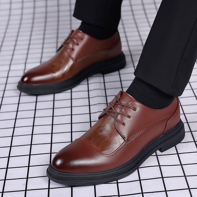 New plus size leather dress shoes for men - business casual, british style, trendy black wedding shoes for groom