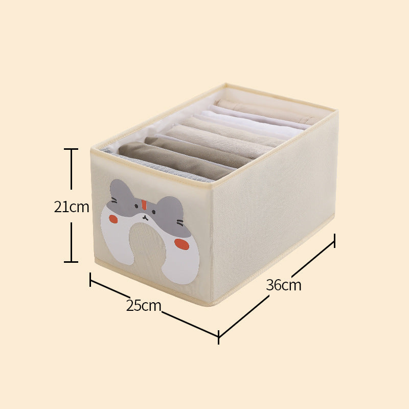 Beilian cartoon clothes storage box foldable pants underwear socks packing box cute wardrobe storage box