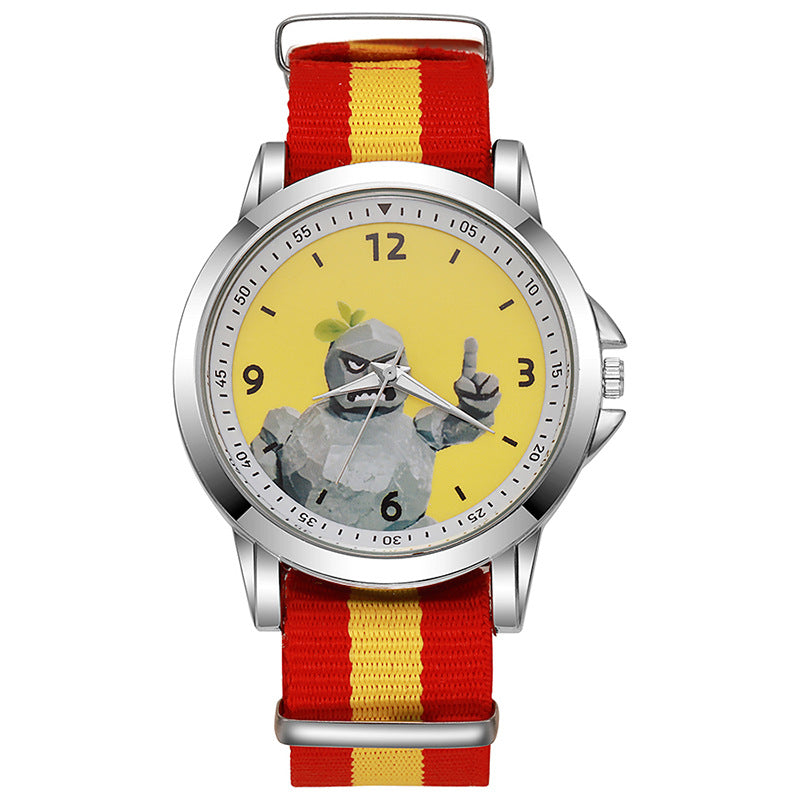 Cute cartoon nezha demon child descends to earth children's watch - stylish quartz watch for elementary school students, boys and girls