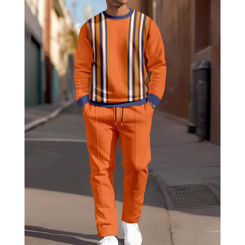 cross-border e-commerce 3d digital print men's autumn/winter new casual fitted long-sleeve hoodie and pants set