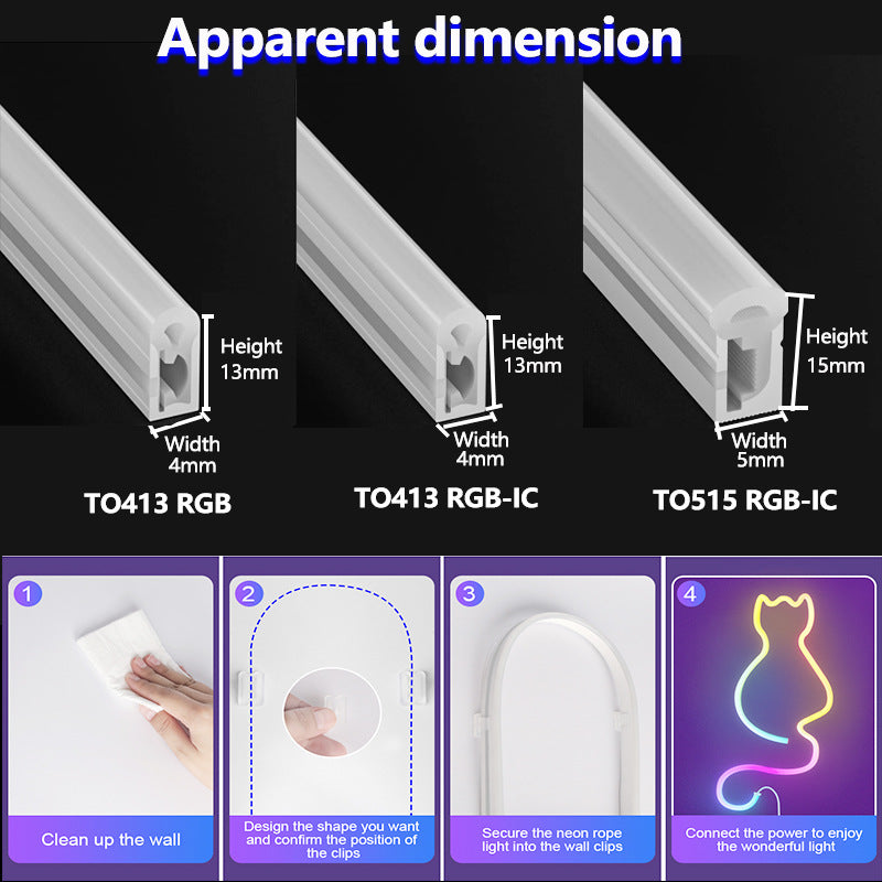 Bluetooth voice-activated magic neon light DIY horse racing water atmosphere light rgb silicone light strip 30 meters  spot