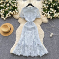 High-end elegant women's dress -  summer french chic, luxurious, heavily embellished, openwork crochet lace, slim-fit mermaid maxi dress
