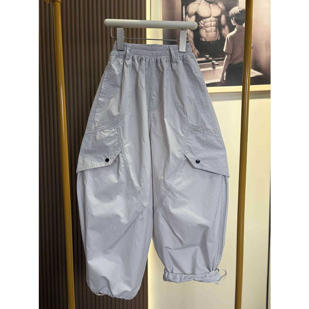 spring/summer lightweight kids' relaxed fit athletic casual versatile washed pure cotton cargo pants