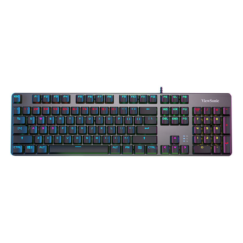 Viewsonic ku520 true mechanical keyboard - gaming, esports, cherry mx blue switches, anti-ghosting, rgb backlit