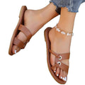 Export plus size cross strap flats sandals women's retro style wide strip open toe beach sandals sandal