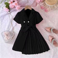 fashionable european and american cross-border new arrivals: chiffon patchwork belted blazer-style bubble sleeve dress - direct from the manufacturer