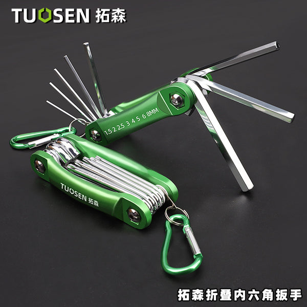 Tuosen Tools Plum Blossom Inner Hexagon Wrench Wholesale 8-piece Set Flat Head Folding Inner Hexagon Wrench Set