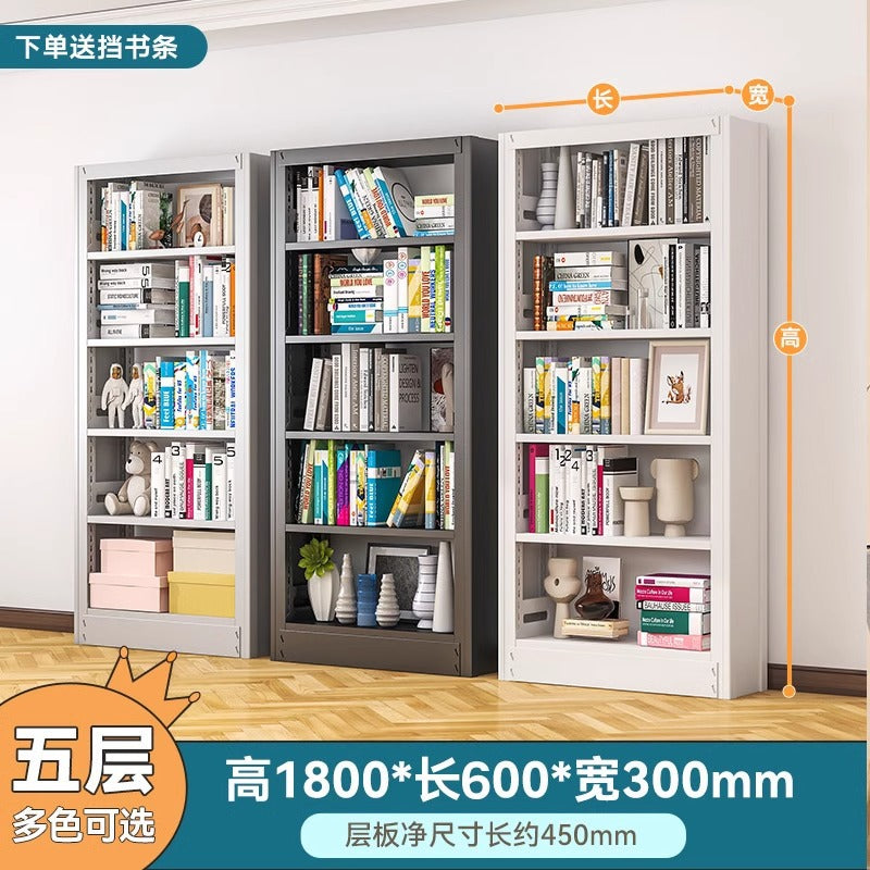 Steel bookshelf storage for home, freely combinable, floor-standing display unit, integrated wall-mounted, multi-tier children's library bookcase