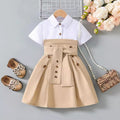 new cross-border girls' dress: european and american style color block a-line dress