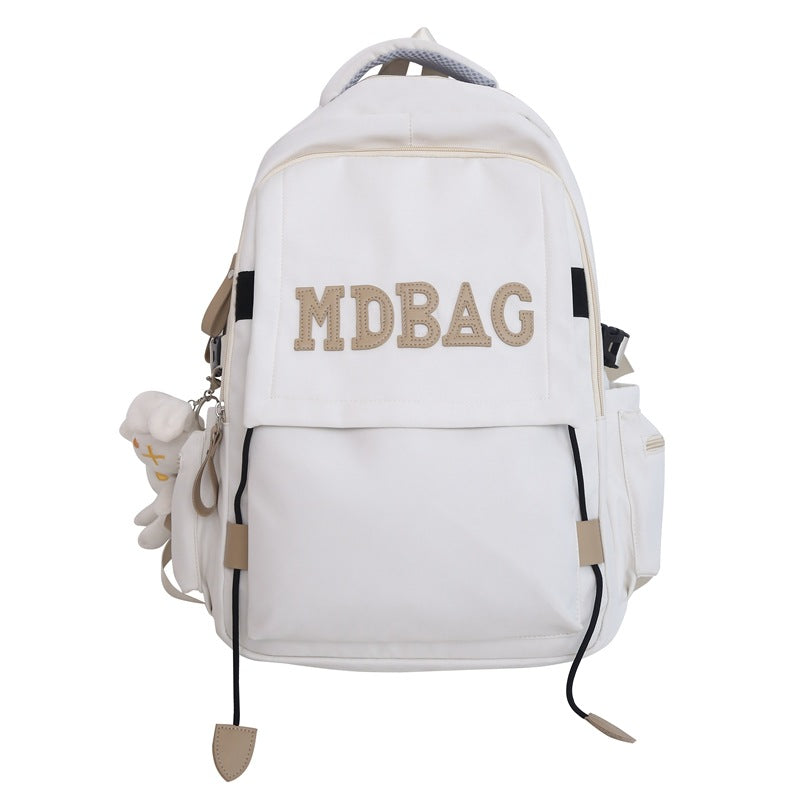 New schoolbag, girls, college students, high school students, burgundy backpack, junior high school students, large-capacity burden reduction backpack