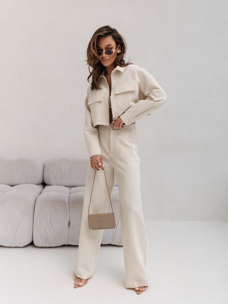 European and American casual suit American autumn and winter cardigan sports women's clothing fashion street style long-sleeved jacket trousers two-piece set