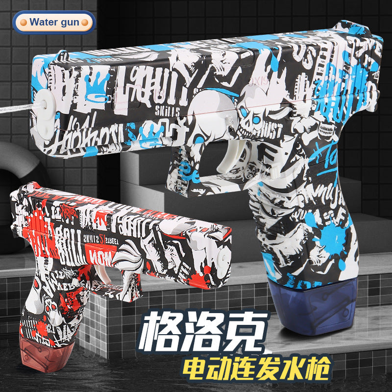 graffiti electric glock continuous water gun charging large capacity summer beach outdoor kids water gun toy
