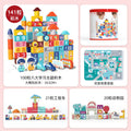 141-piece educational toy set with zoo & construction vehicle figures + puzzle bucket