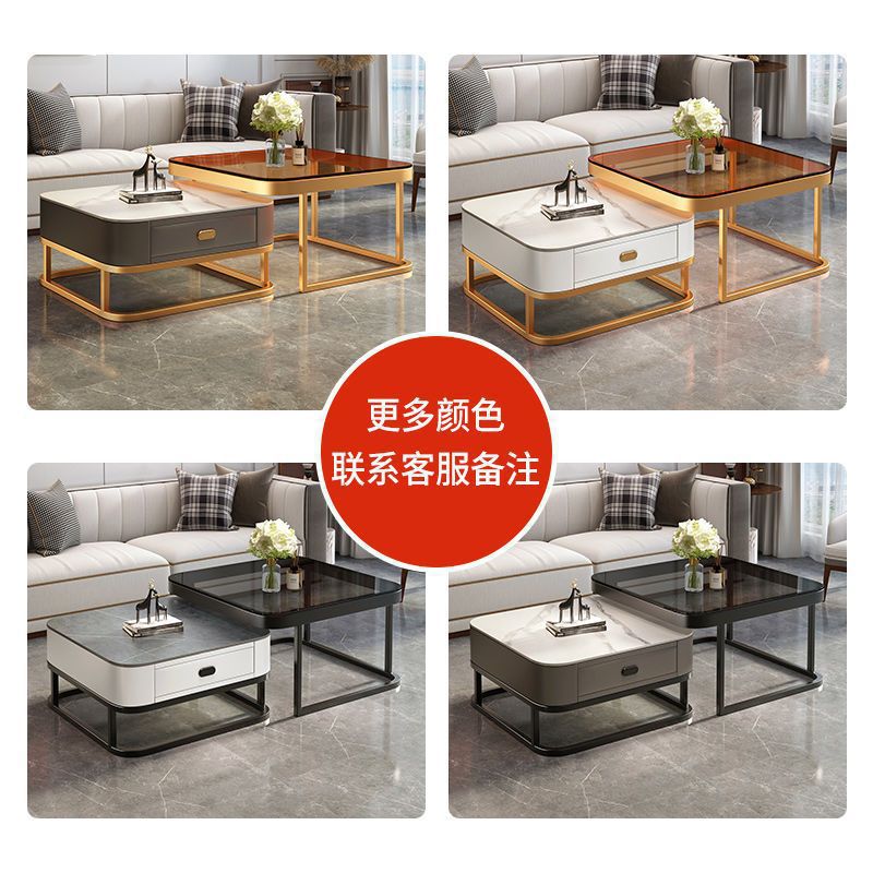 Modern minimalist sintered stone coffee table - luxury, trendy, space-saving design for small living rooms - available in various sizes for creative home combinations