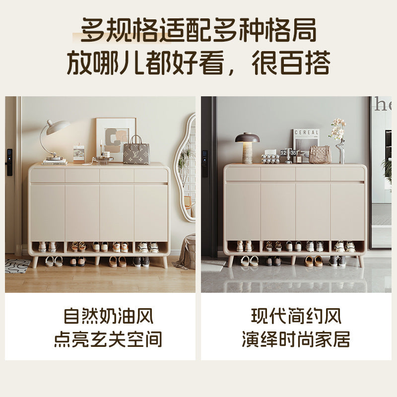 Shoe cabinet household door cream wind 2025 new home storage cabinet integrated against the wall large capacity multi-layer