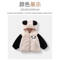 Kids' panda print top: new autumn/winter collection - thickened, warm, fleece-lined hooded jacket for girls - stylish winter outerwear