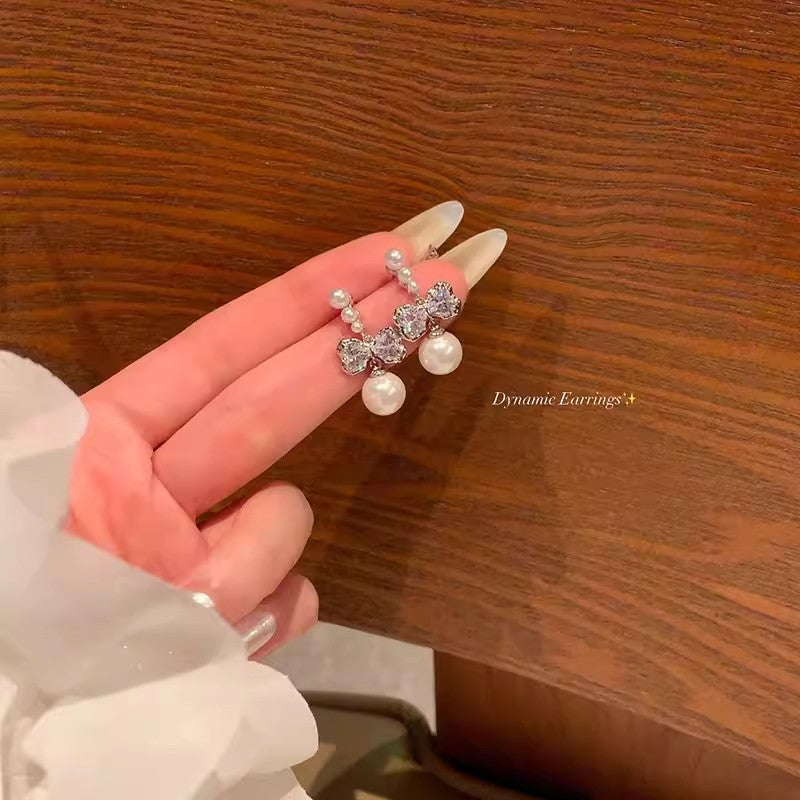 Ins style pearl earrings for women 925 silver needle niche design butterfly earrings accessible luxury high-end earrings earrings earrings