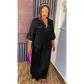 Aliexpress tiktok african women's new arrival shiny silk satin loose plus size dress with free butterfly brooch