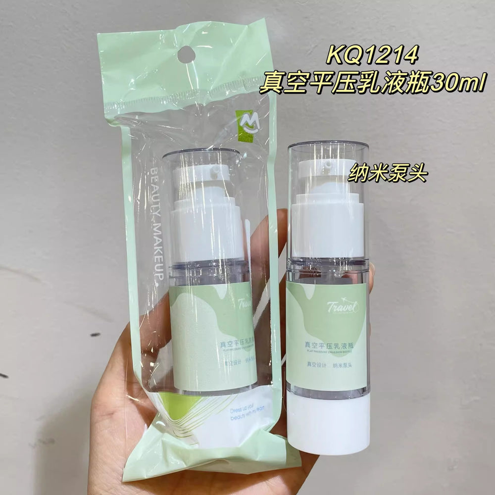 Keqi new arrival vacuum spray bottle travel refill bottle 30ml rejuvenating portable vacuum lotion cosmetic bottle hot sale