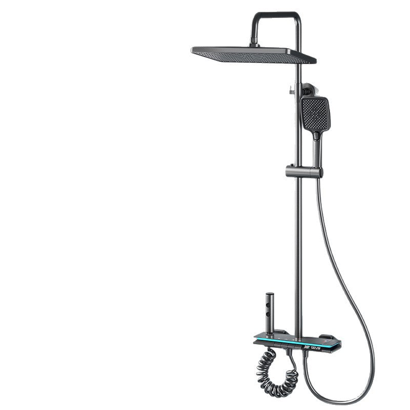 Authentic brass shower set - complete shower system for home use, featuring multi-function, wear-resistant, thermostatic, and pressure-boosting shower head
