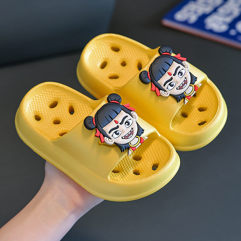 Slippers kidsbath bathroom slippers summer boys and girls cut out leaky non-smelly feet indoor for home soft bottom sandals