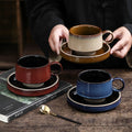 Retro style japanese coffee cup and saucer kiln-turned ceramic cup and saucer high-looking afternoon tea cup latte coffee cup and saucer