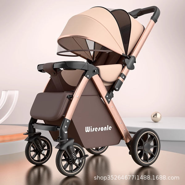 High landscape stroller can sit and lie down, folding two-way shock absorption, newborn children's baby stroller is super lightweight