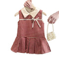 Girls' korean style outerwear dress - sweet plaid fresh summer new bowknot vest princess dress