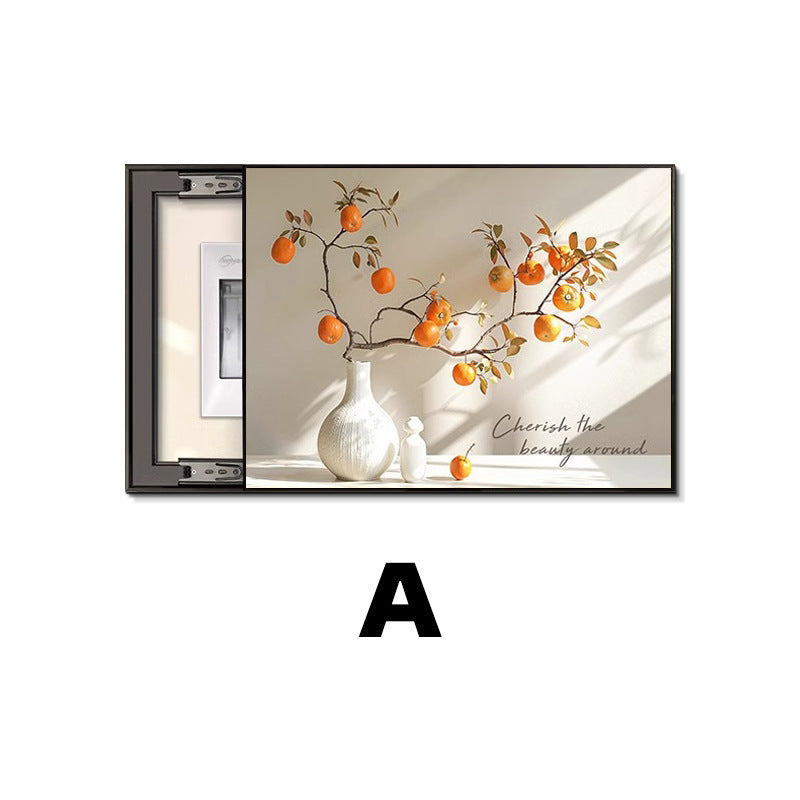 French cream air meter box decorative painting modern simple distribution box blocking hanging painting advanced sense 2025 new