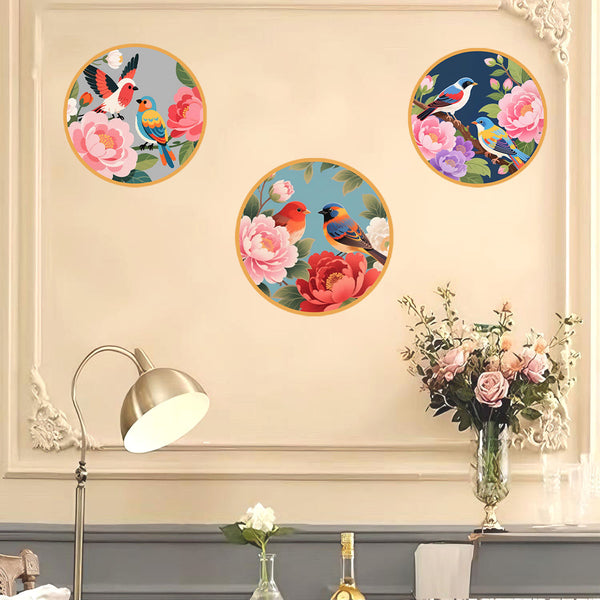 Cross-border  new Chinese-style bird flower style beautiful home decoration wall self-adhesive sticker removable