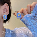 Blue tulip flower stud earrings with pearl accents - women's luxury, high-end, elegant earrings - new 2026 bestseller