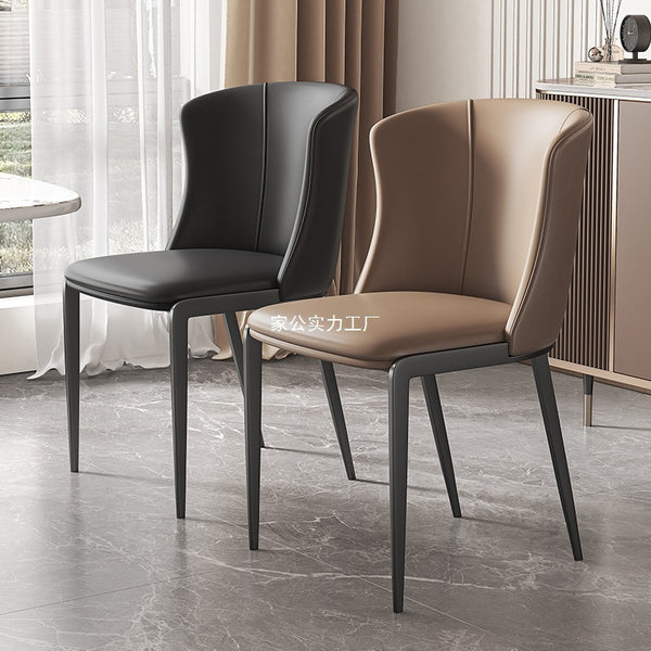 Simple modern designer restaurant household leather chair dining chair light luxury soft bag dining table chair Italian minimalist back chair