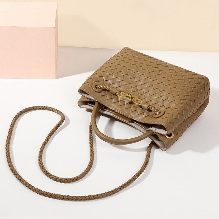 high-quality textured large-capacity handbag, hand-woven bag, personalized simple shoulder messenger women's bag