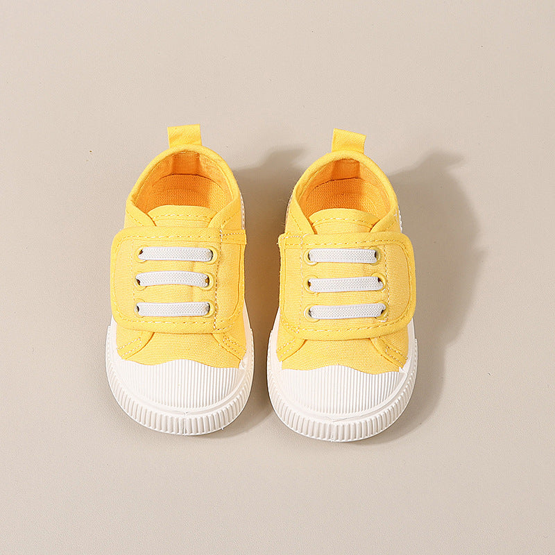 Kids' canvas shoes - breathable spring/autumn fashion sneakers for boys and girls - anti-slip velcro closure, soft sole