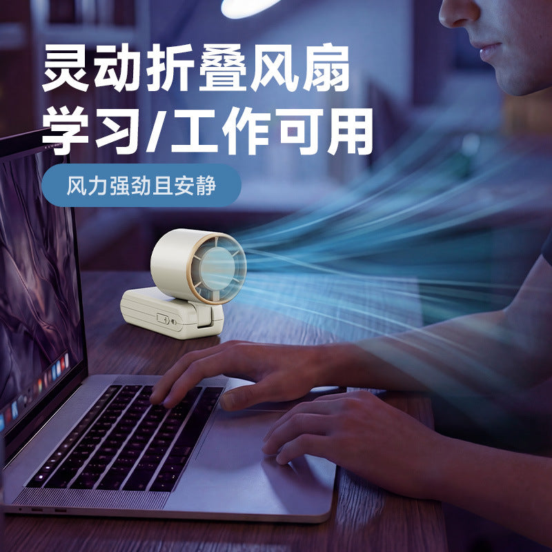 new arrival usb rechargeable mini handheld small fan portable digital display high speed violent foldable hanging neck fan